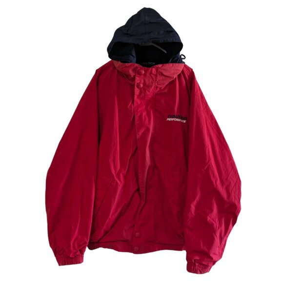 Nautica Men's Reversible Windbreaker Jacket Size XL, 100% Cotton, Hood, Red Blue - Picture 1 of 16